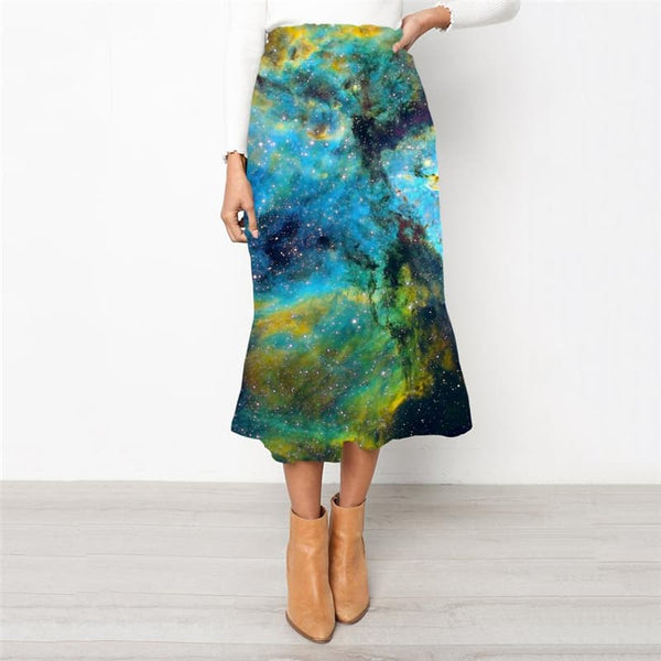 Galaxy Skirt Women Space School skirt Universe High waist skirts Nebula Skirt Ladies