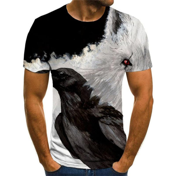 
Wolf T-shirt Men Animal Tshirts Casual Graffiti Tshirt Printed Bird Anime Clothes
                