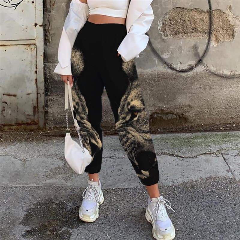 Lion Trousers Women Animal Casual Pant Anime Jogger Pants Ferocious Trouser Hip Hop 3d Printed - KYKU