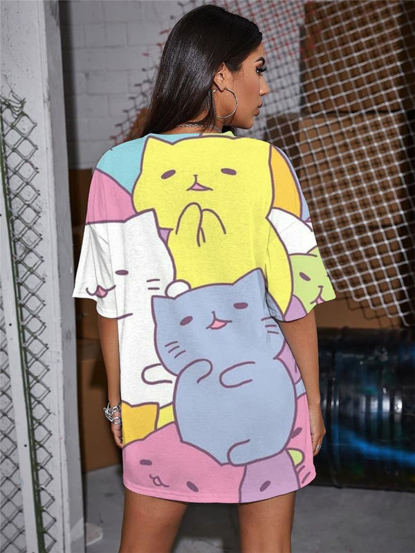 
Cat T-shirt Women Animal Funny T shirts Lovely Summer Home Shirt Print Lovely Tshirt Printed
                