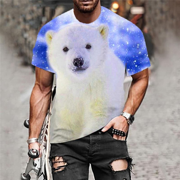 
Bear T-shirt Men Animal Funny T shirts Galaxy Shirt Print Lovely Tshirts Casual
                