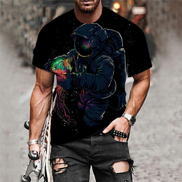 
Astronaut T shirt Men Galaxy Tshirts Casual Black Anime Clothes Harajuku Funny T shirts
                