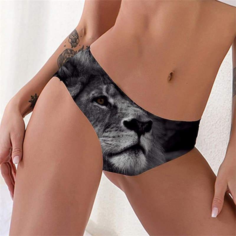 Lion Briefs Women Animal Underwear Anime Lingerie Female Harajuku Seamless Black Tanga - KYKU