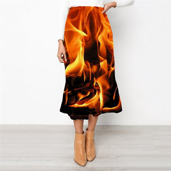 Flame Skirts Women Harajuku Rock Frauen Street Skirt Ladies Womens Clothing