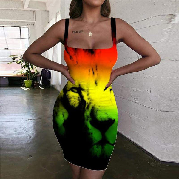 Lion Dresses Women Animal Ladies Dresses Anime Vestido Sexy Harajuku Bodycon Dress Colorful 3d Print - KYKU