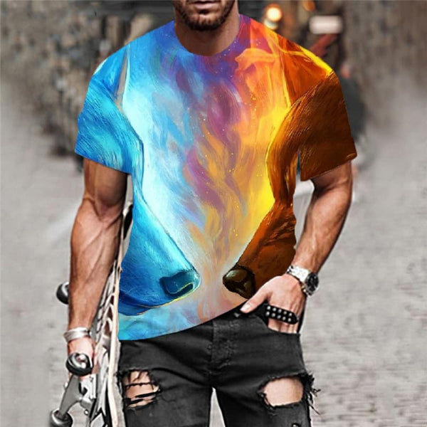 
Wolf T shirt Men Animal Tshirts Casual War Tshirt Printed Flame Shirt Print
                