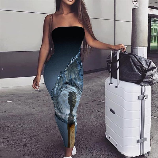 Flame Dress Women Water Boho Matches Bodycon Dress Womens Clothing Casual New