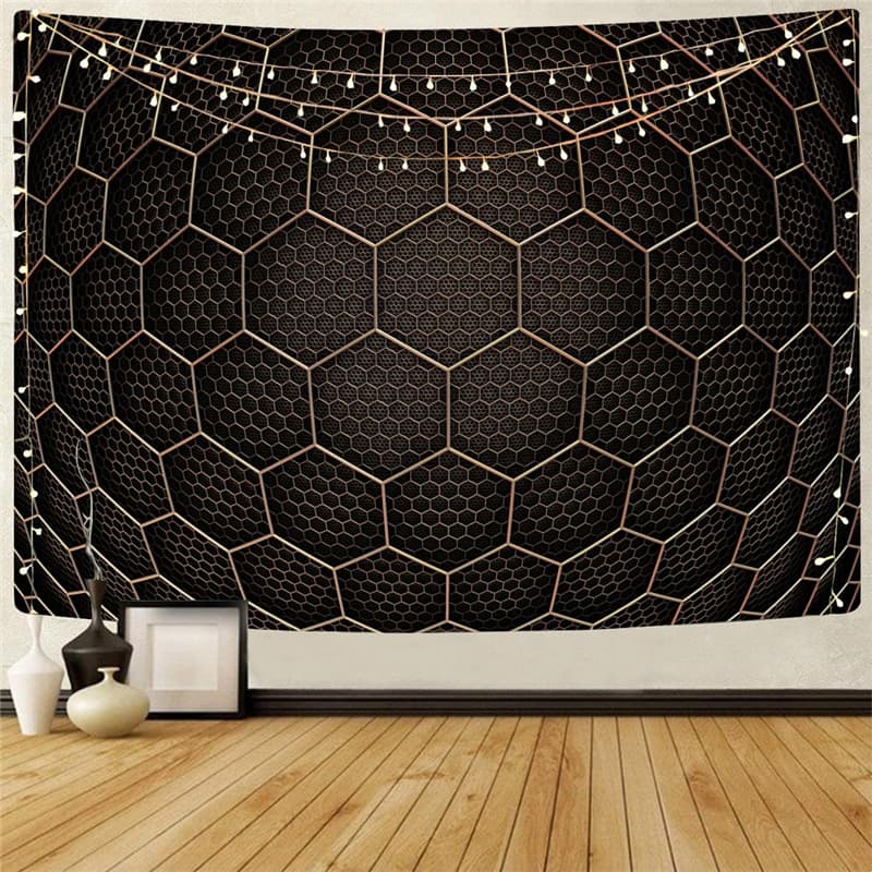 Geometric Tapestry Psychedelic Home Tapestrys Vortex Wall Tapestry Honeycomb Tenture Mandala