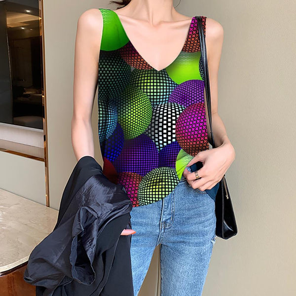 Geometric Tank Top Women Psychedelic Anime Clothes Vortex Sleeveless 3d Three-Dimensional Ball Tank Tops Casual - KYKU