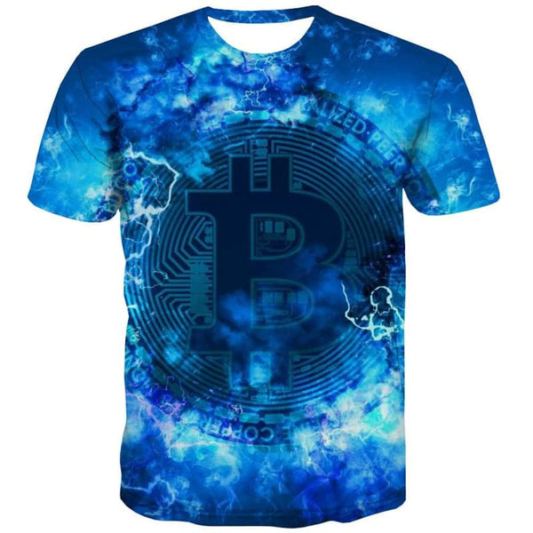 
Bitcoin T shirt Men Lightning Anime Clothes Smoke Cloud Tshirts Casual Blue Shirt Print
                