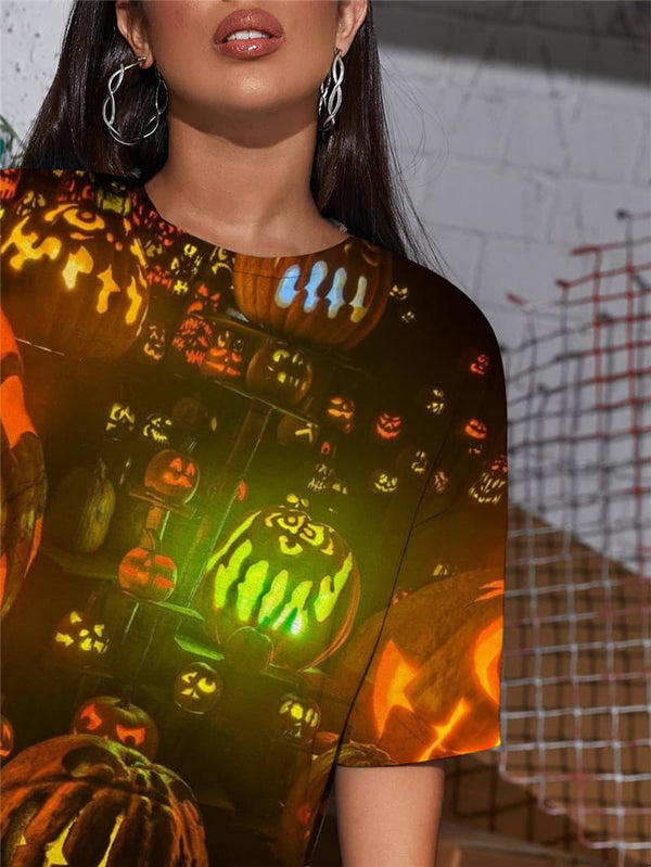 
Halloween T-shirt Women Pumpkin Summer Cosplay Punk Rock Party Funny T shirts
                