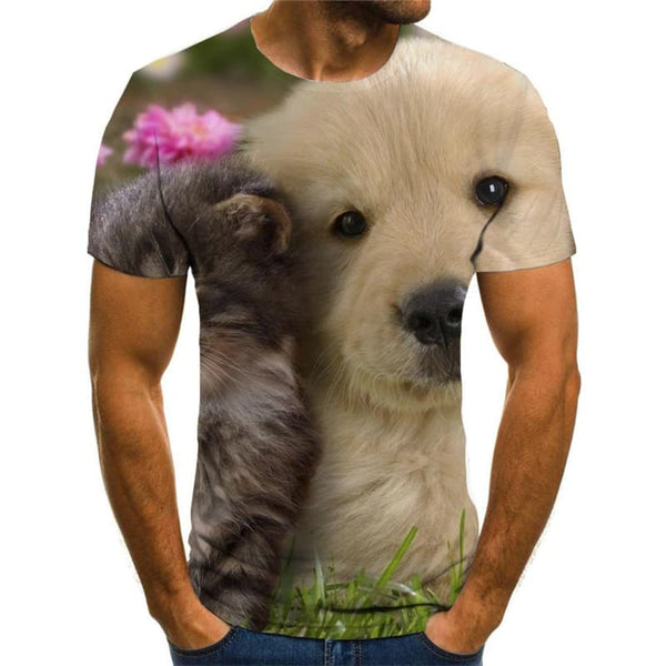 Animal T shirts Men Dog Tshirts Novelty Flower Tshirt Printed Lovely Tshirt Anime