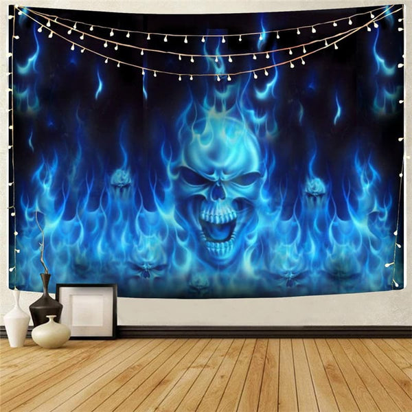 
Skull Tapiz Punk Tapestries Blue Home Tapestrys Flame Tenture Mandala
                