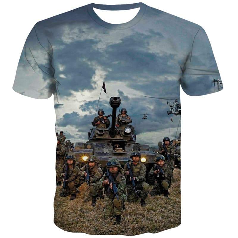 Tank T-shirt Men War Tshirt Printed Military Tshirts Novelty Helicopter T-shirts 3d - KYKU