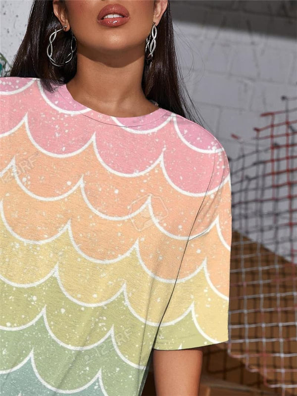 
Colorful T Shirt Women Rainbow Shirt Print Abstract Tshirt Printed Stripe Punk Rock
                