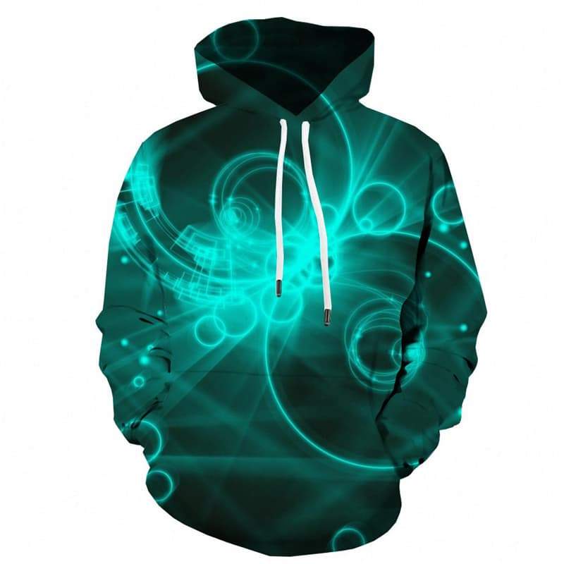 Psychedelic Hoodie Men Abstract Hoody Anime Green Hooded Casual Unisex Funny - KYKU