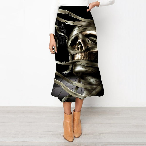 
Skull Skirts Women Punk School skirt Mummy Rock Frauen Zombie Skirt Ladies - KYKU
                