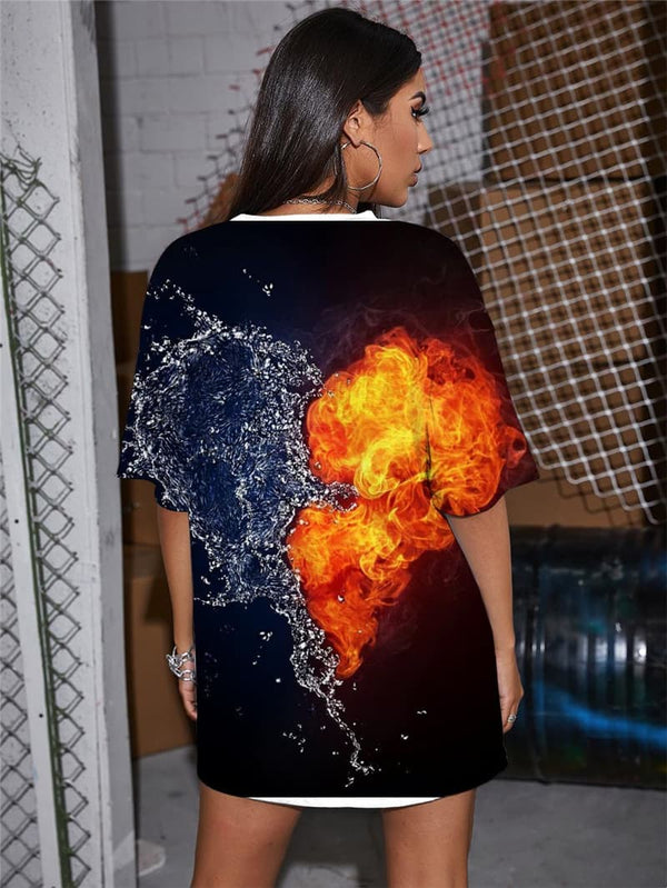 
Love T Shirt Women Flame Summer Couples T-shirts 3d Harajuku Shirt Print
                