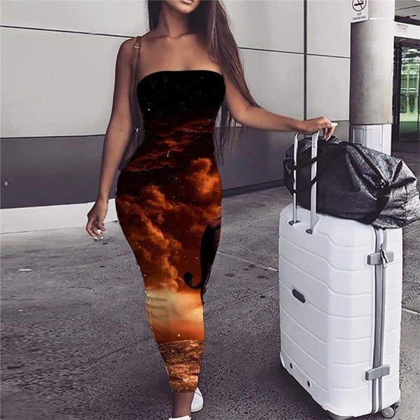 Lion Dress Women Animal Bodycon Dress Anime Party Galaxy 3d Print Moon Boho - KYKU