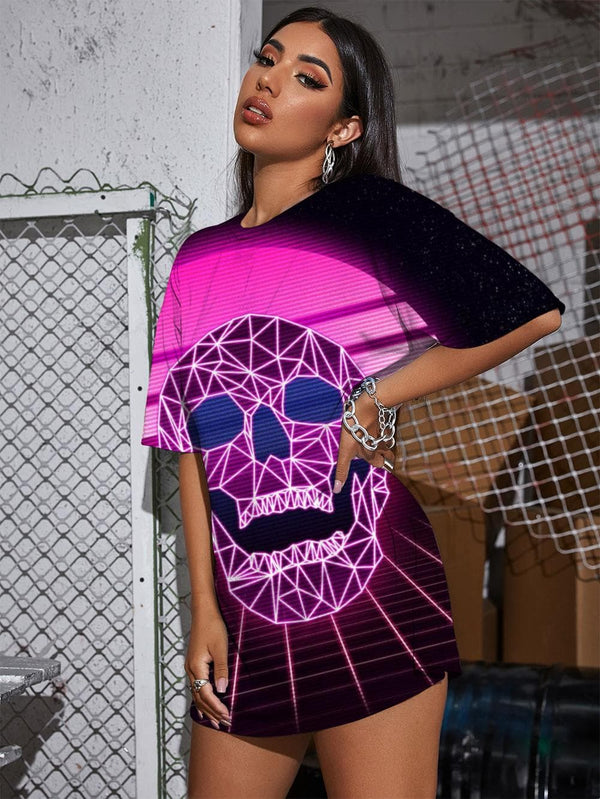 
Skull T-shirt Women Moon T-shirts 3d Harajuku Funny T shirts Hip Hop Summer
                