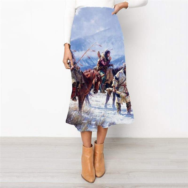 Indios Skirt Women Horse Skirt Ladies Snow High waist skirts  School skirt Fishing Rock Frauen - KYKU