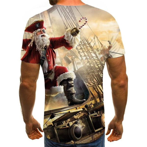 
Santa Claus T-shirt Men Sail Funny T shirts Deer Anime Clothes Christmas Shirt Print
                