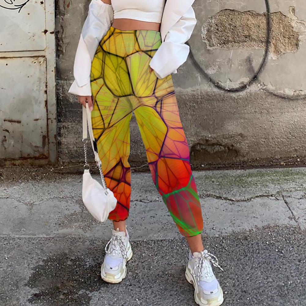 Geometric Trousers Women Psychedelic 3d Printed Vortex High Waist Pants Network Casual Pant - KYKU
