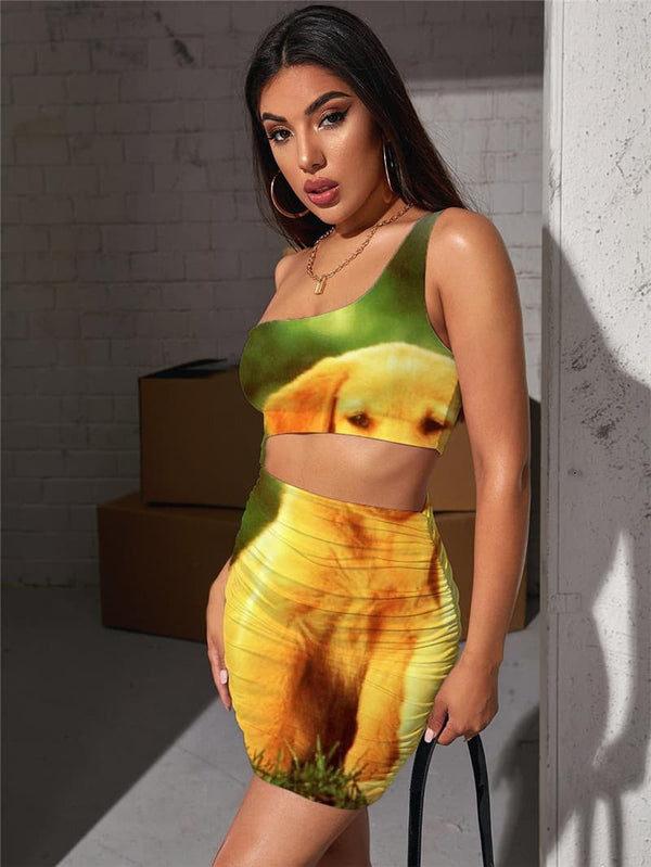 
Dog Dress Women Animal Vestido Sexy Home Hollow out Dresses Harajuku Bodycon Dress
                