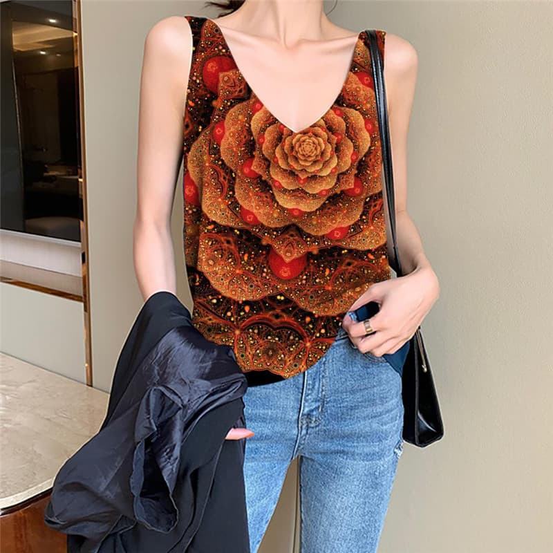 Flower Tank-Top women Art Funny Top Harajuku Tank Tops Casual Womens Clothing