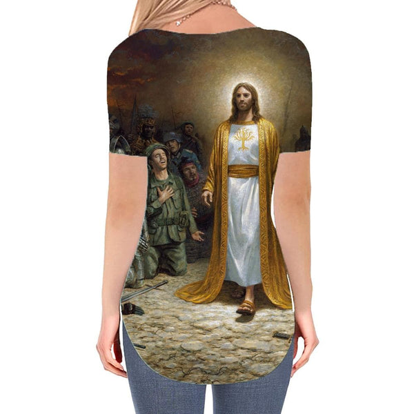 
Christian T Shirt Women Jesus Tshirts Printed Harajuku V-neck Tshirt
                