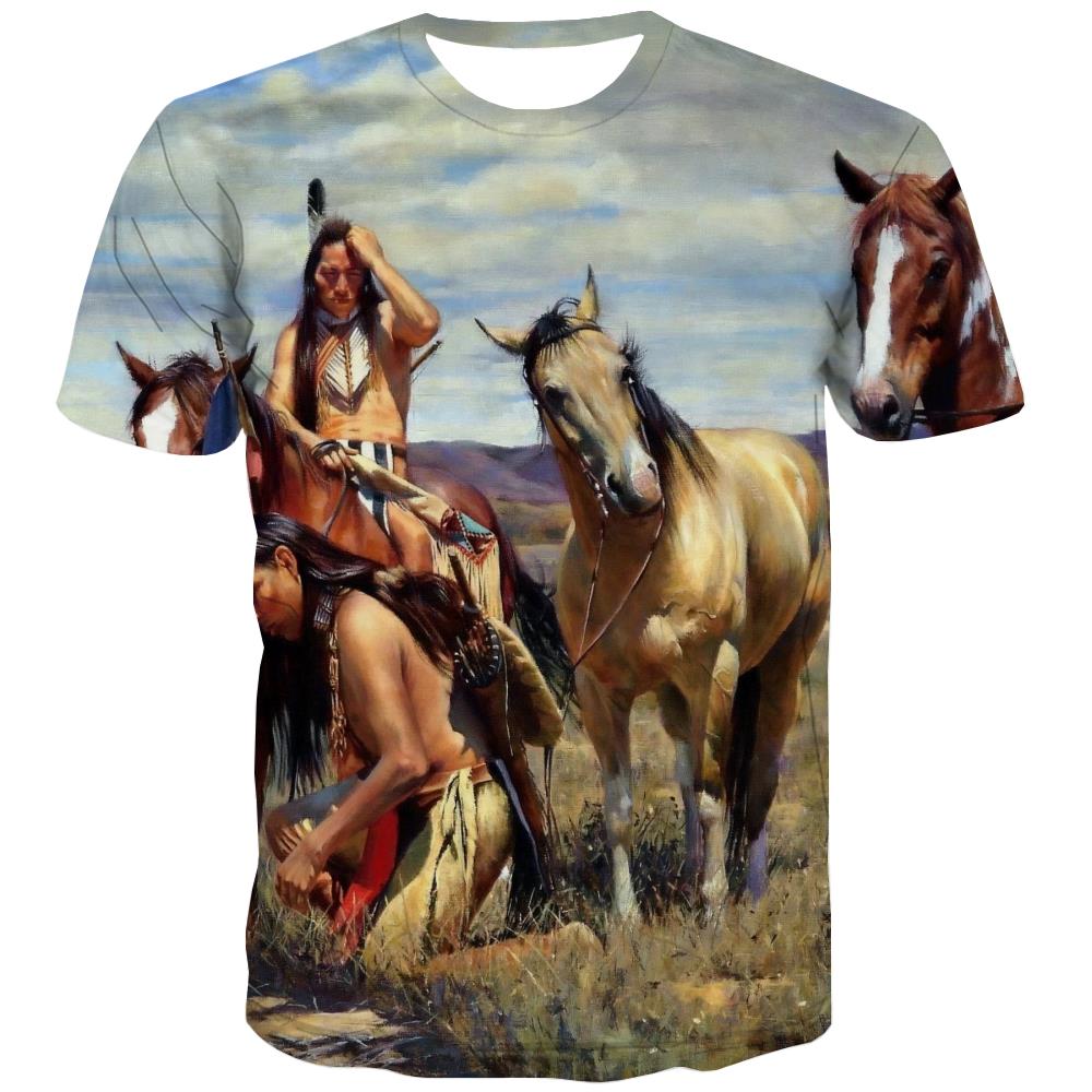 Indians T shirts Men Grassland Tshirts Cool Sunset Tshirt Anime War T-shirts 3d