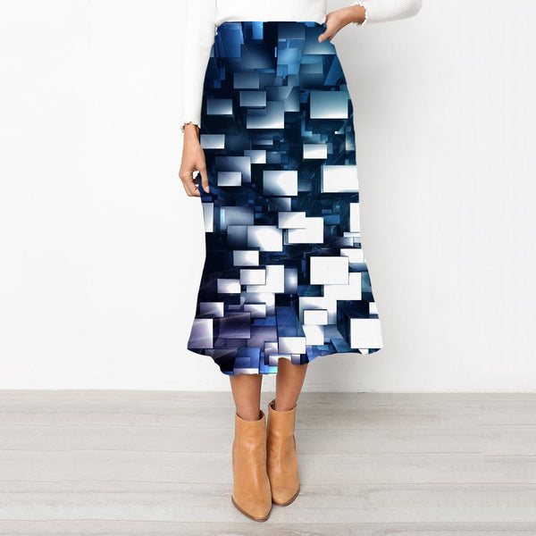 Geometric Skirt Women Psychedelic Skirt Ladies Vortex High waist skirts Stereoscopic Rock Frauen - KYKU
