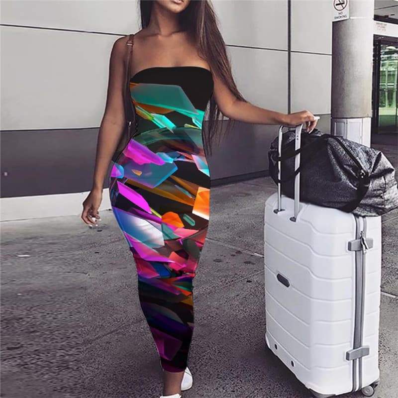 Geometric Dress Women Psychedelic Bodycon Dress Vortex Ladies Dresses Colorful Vestido Sexy - KYKU