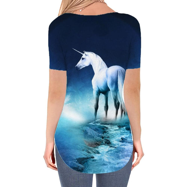 
Unicorn T-shirt women Moon V-neck Tshirt Animal Shirt Print Harajuku T-shirts 3d
                