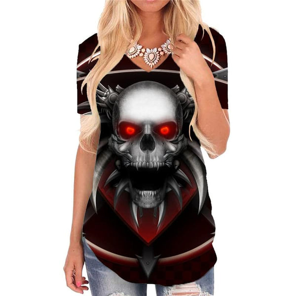 Skull T Shirt Women Punk Tshirts Printed Ferry Shirt Print Womens Clothing