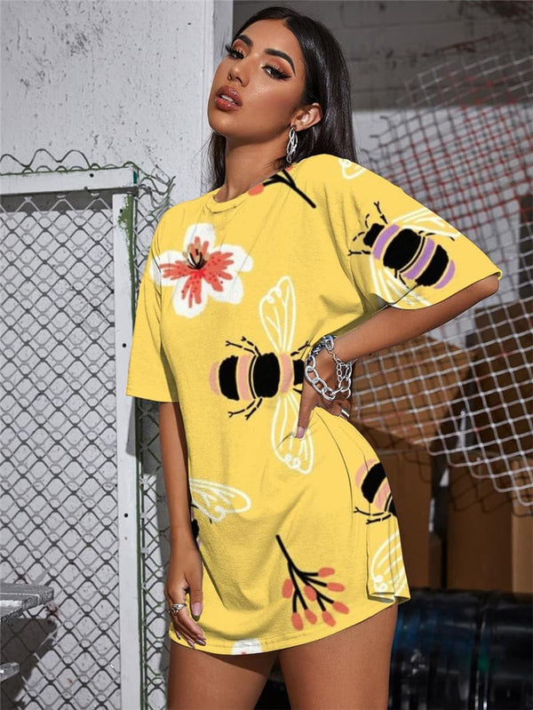 
Bee T-shirt Women Animal Funny T shirts Flower Summer Painting Punk Rock
                