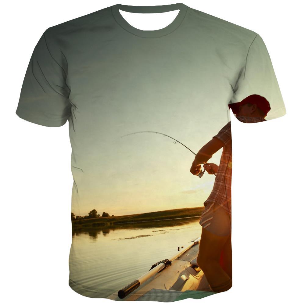 fishing T-shirt Men fish Tshirts Novelty Short Sleeve Fashion Tee Male Big Size - KYKU