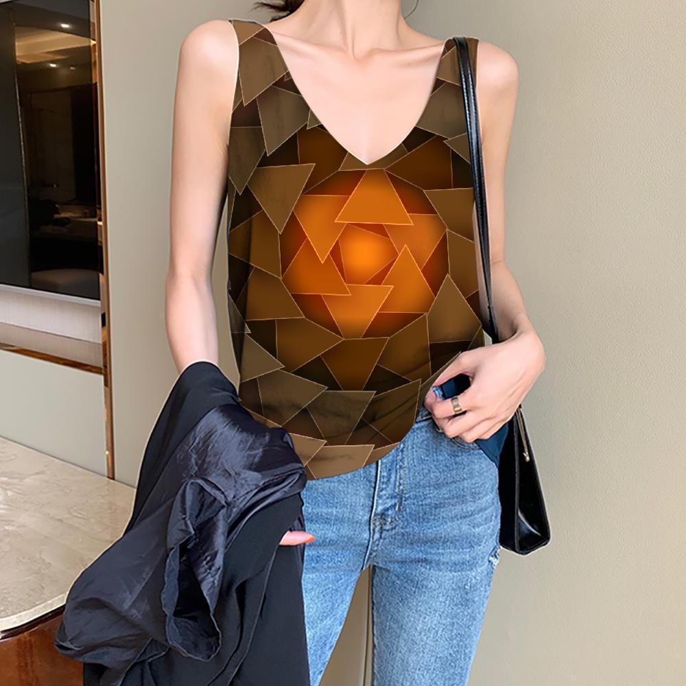 Geometric Tank Top Women Psychedelic Vest Print Vortex Funny Top Circle Anime Clothes - KYKU