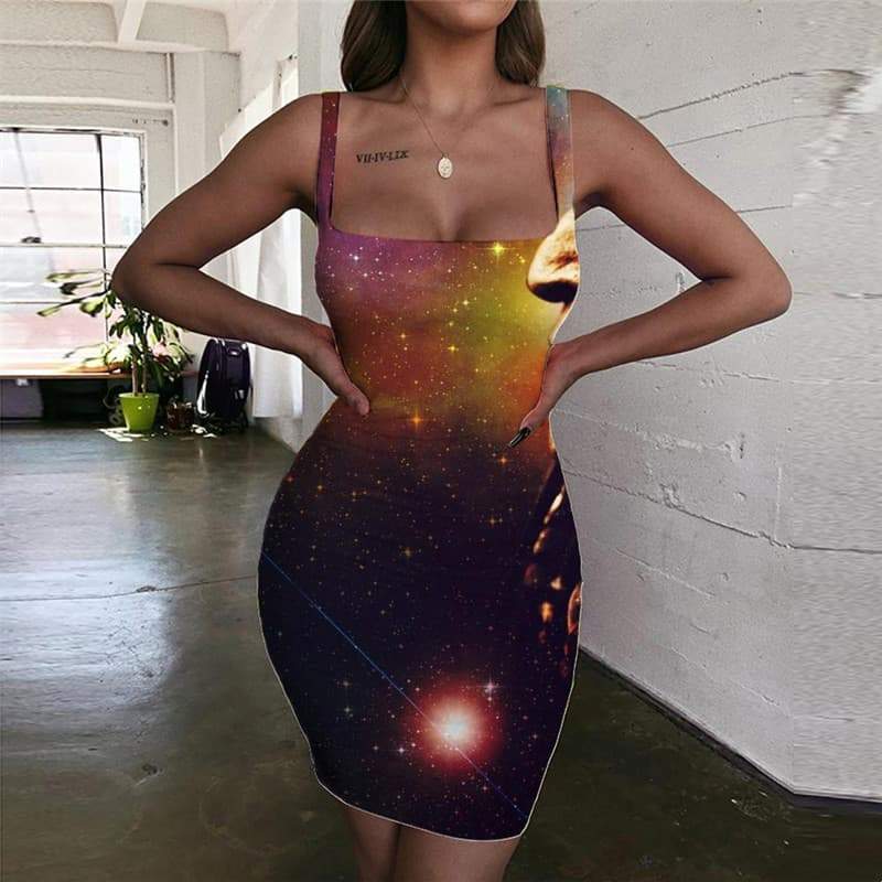 Indios Dress Women Galaxy Bodycon Dress Space 3d Print Universe Sundress - KYKU