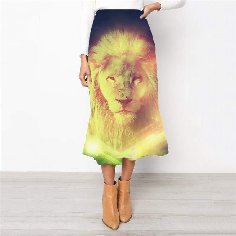 Lion Skirts Women Animal Skirt Ladies Anime Rock Frauen Galaxy High waist skirts Colorful School skirt - KYKU