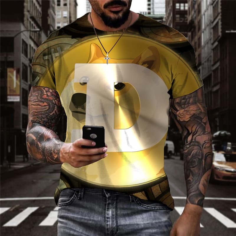 Dog T-shirt Men Animal T-shirts 3d Bitcoin Anime Clothes Retro Tshirt Printed