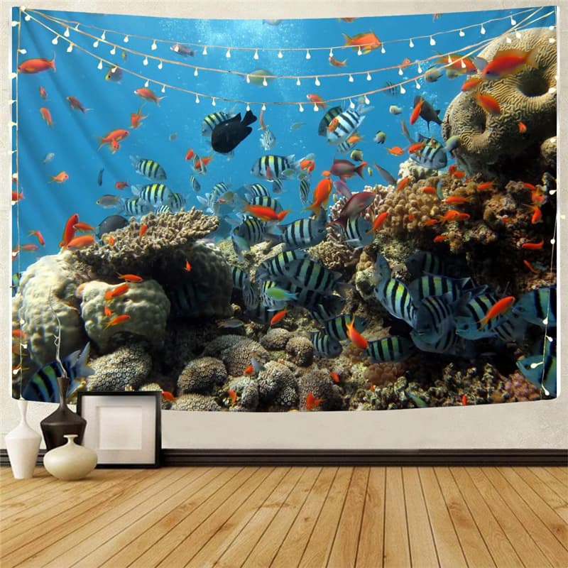 Fish Tapiz Tropical Tapestries Ocean Tenture Mandala Carp Home Tapestrys Animal Rug Wall