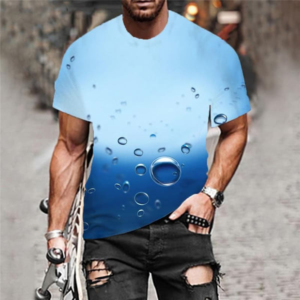 
Raindrop T shirt Men Blue Funny T shirts Art Anime Clothes Novel Tshirts Casual
                