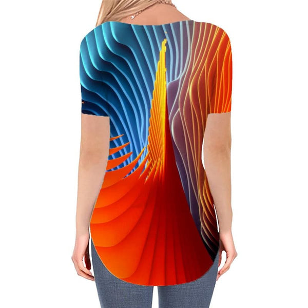 
Geometric T Shirt Women Psychedelic V-neck Tshirt Vortex T-shirts 3d Color Shirt Print
                