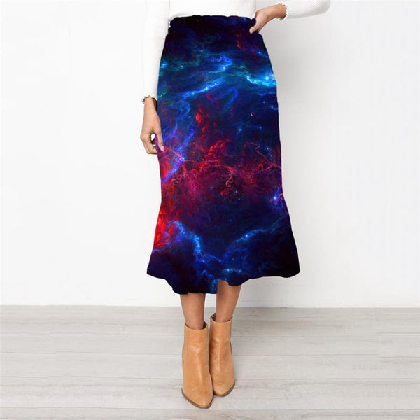 Galaxy Skirt Women Space High waist skirts Universe School skirt Nebula Skirt Ladies