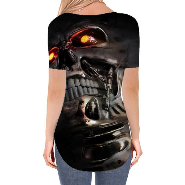 
Skull T Shirt Women Punk V-neck Tshirt metal T-shirts 3d Womens Clothing Hip hop
                