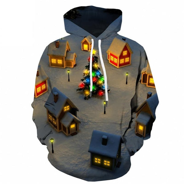 
Christmas Sweatshirts men New Year Sweatshirt Printed Christmas Tree Hoody Anime Snow Hoodie Print
                