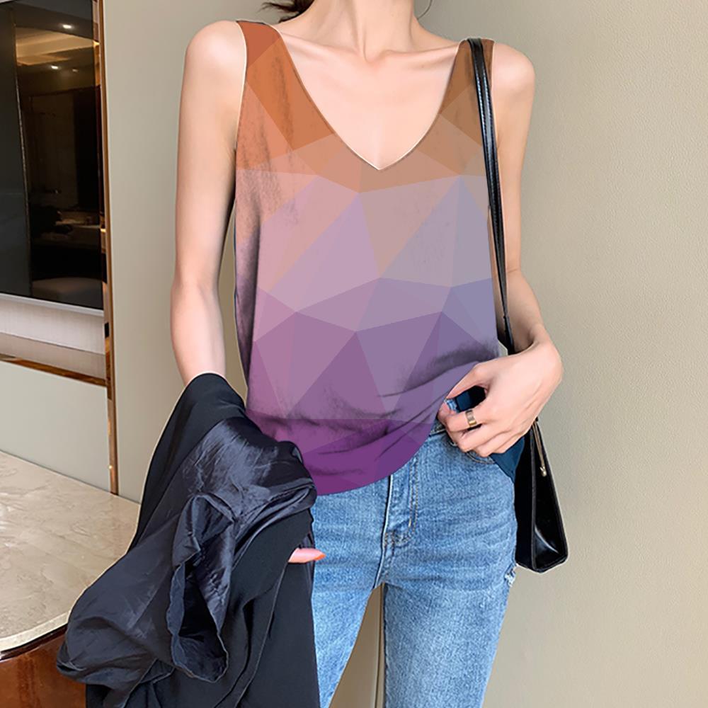 Geometric Tank Top Women Psychedelic Tank Tops Casual Vortex Vest Print Square Vest Printed - KYKU