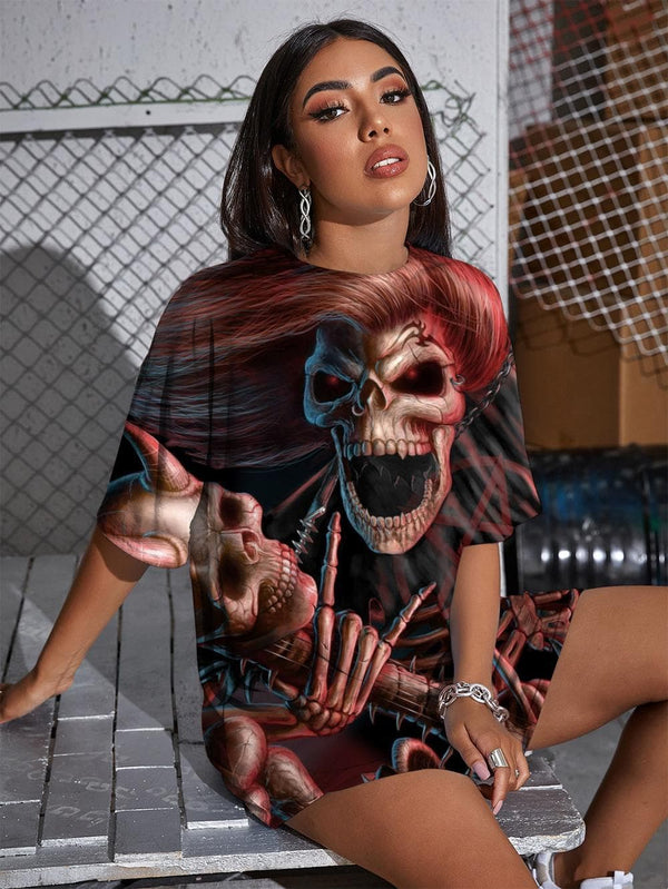 
Skull T-shirt Women Skeleton Funny T shirts Hip Hop Gothic Punk Summer Rock Tshirt Printed
                