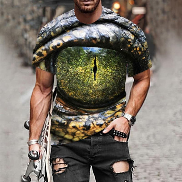 
Crocodile T-shirt Men Animal Tshirts Casual Eye Anime Clothes Harajuku Tshirt Printed
                